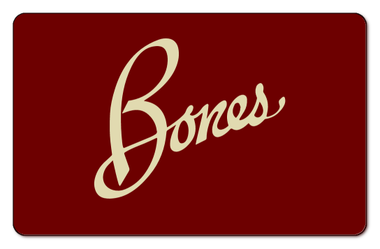 Bones in cream text over red background